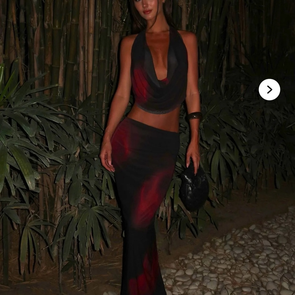 Fashion Nova Black and Red Maxi Dress
